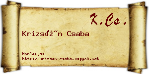 Krizsán Csaba névjegykártya