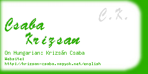 csaba krizsan business card